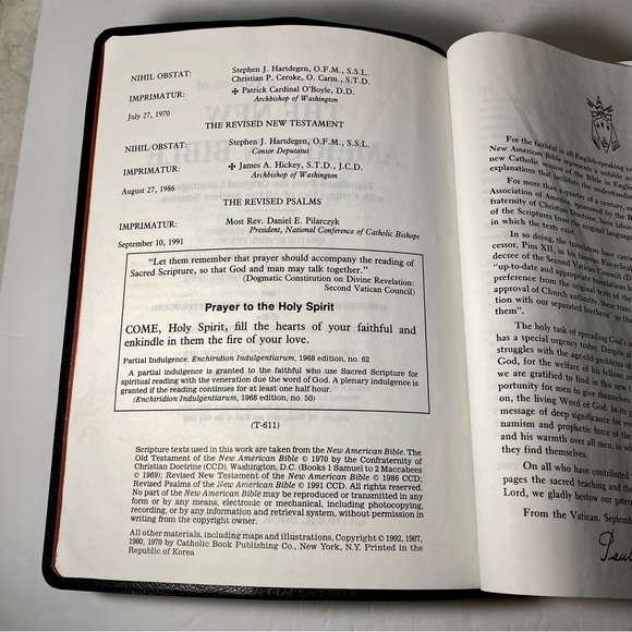 Vintage Saint Joseph Edition Of The New American Bible 1992 Catholic Book Pub - Picture 8 of 12